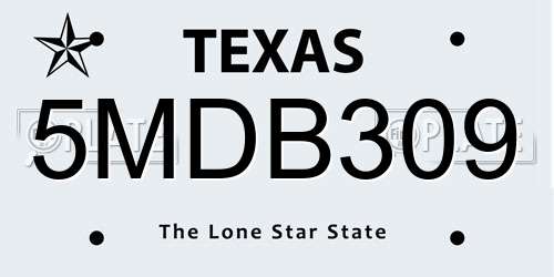 5MDB309 Texas License Plate