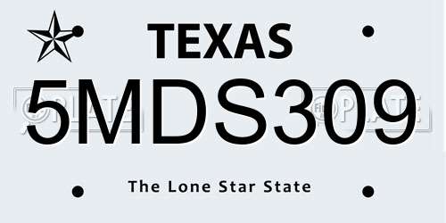 5MDS309 Texas License Plate