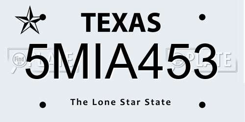 5MIA453 Texas License Plate
