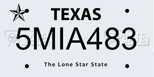 5MIA483 Texas License Plate