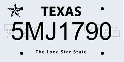 5MJ1790 Texas License Plate