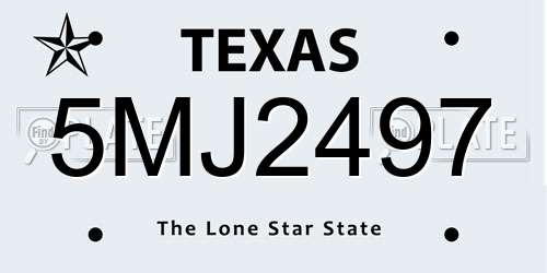 5MJ2497 Texas License Plate