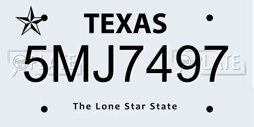 5MJ7497 Texas License Plate