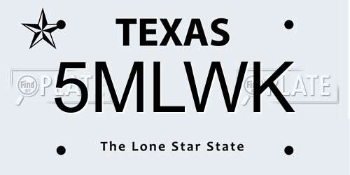 5MLWK Texas License Plate