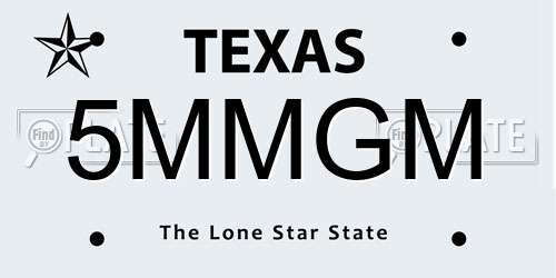 5MMGM Texas License Plate