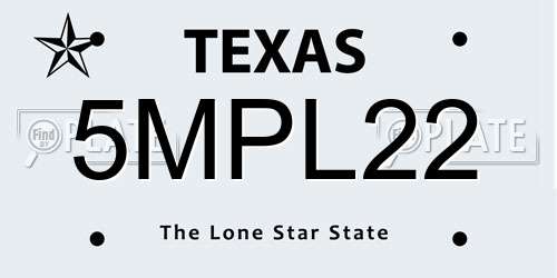 5MPL22 Texas License Plate