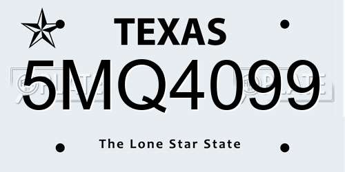 5MQ4099 Texas License Plate