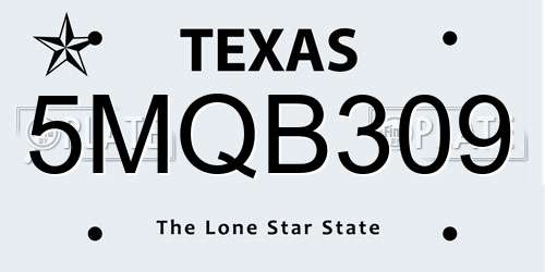 5MQB309 Texas License Plate