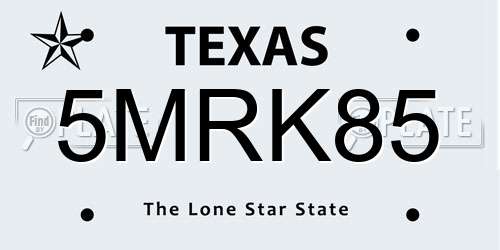 5MRK85 Texas License Plate