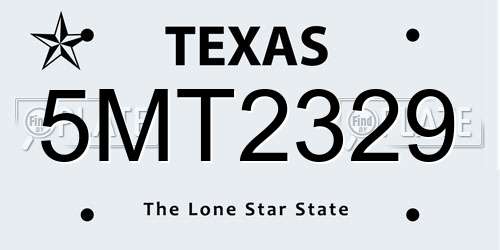 5MT2329 Texas License Plate