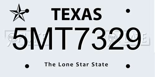 5MT7329 Texas License Plate