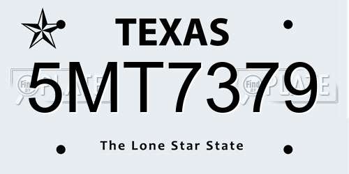 5MT7379 Texas License Plate