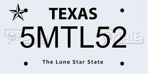 5MTL52 Texas License Plate