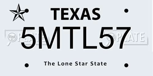 5MTL57 Texas License Plate