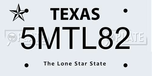 5MTL82 Texas License Plate