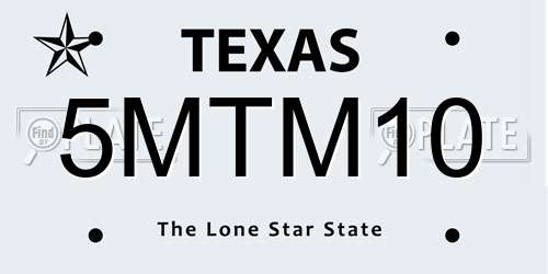 5MTM10 Texas License Plate