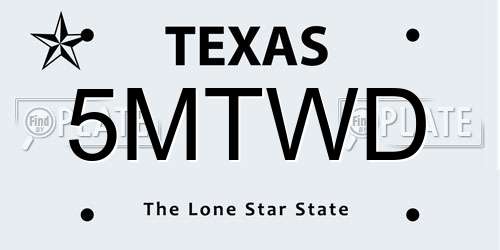 5MTWD Texas License Plate