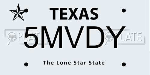 5MVDY Texas License Plate