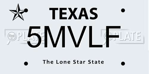 5MVLF Texas License Plate