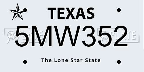 5MW352 Texas License Plate