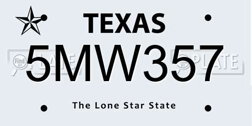 5MW357 Texas License Plate