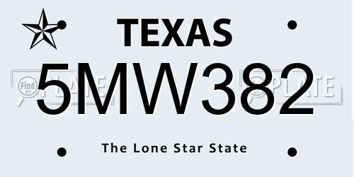 5MW382 Texas License Plate