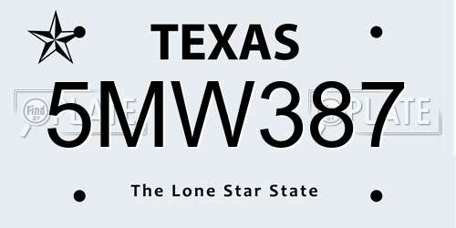 5MW387 Texas License Plate