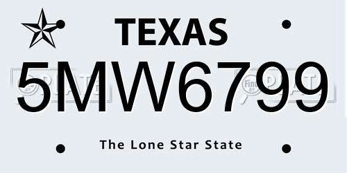 5MW6799 Texas License Plate