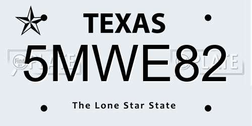 5MWE82 Texas License Plate