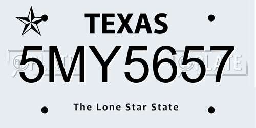 5MY5657 Texas License Plate