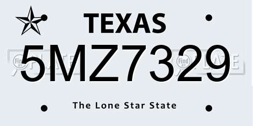 5MZ7329 Texas License Plate