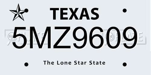 5MZ9609 Texas License Plate