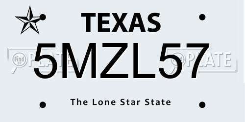 5MZL57 Texas License Plate