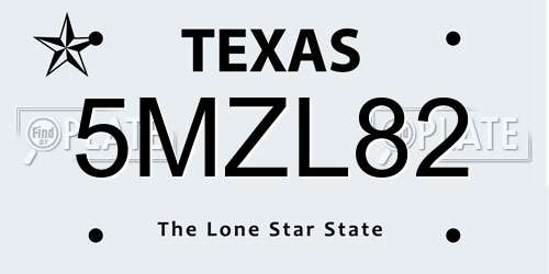 5MZL82 Texas License Plate