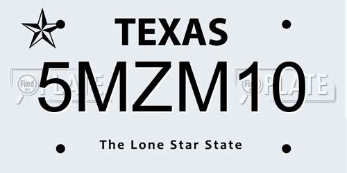 5MZM10 Texas License Plate