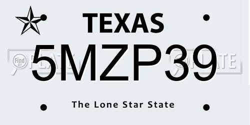 5MZP39 Texas License Plate