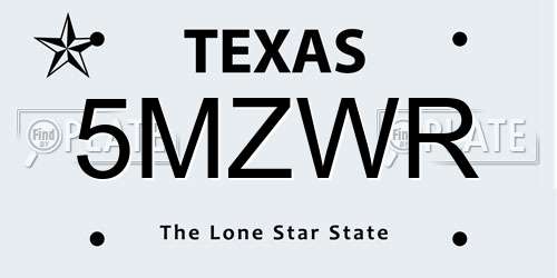 5MZWR Texas License Plate
