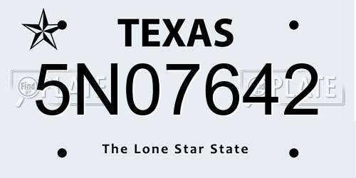 5N07642 Texas License Plate