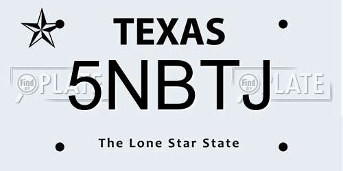 5NBTJ Texas License Plate