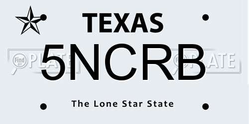 5NCRB Texas License Plate