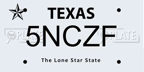 5NCZF Texas License Plate