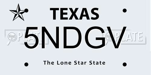 5NDGV Texas License Plate