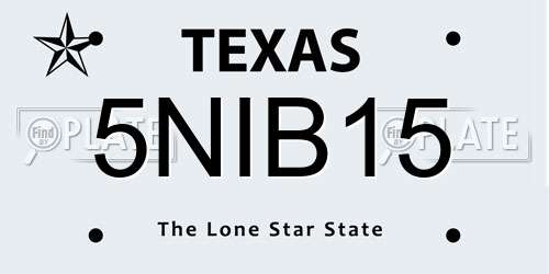 5NIB15 Texas License Plate