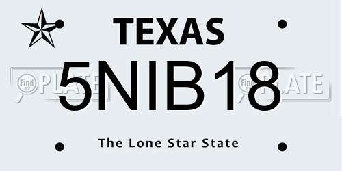 5NIB18 Texas License Plate