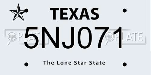 5NJ071 Texas License Plate