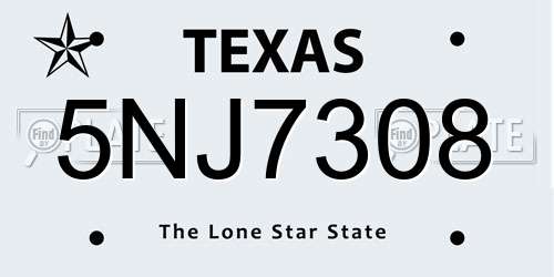 5NJ7308 Texas License Plate