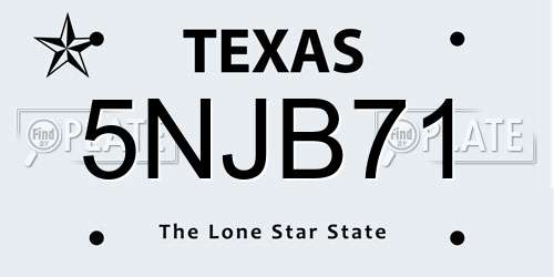 5NJB71 Texas License Plate