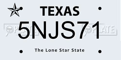 5NJS71 Texas License Plate