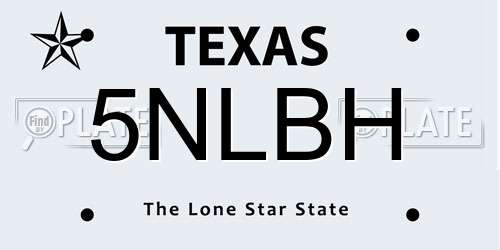 5NLBH Texas License Plate