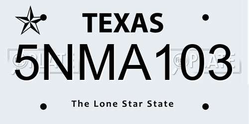 5NMA103 Texas License Plate